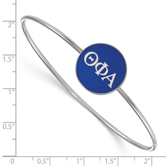 Sterling Silver Theta Phi Alpha Blue Enamel Greek Bangle - 7 in. - Picture 2 of 3